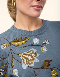spartina 449 Dorothea Crew Sweater in smoky blue - women's sweater - alternate view