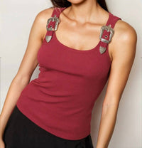 Pretty Garbage Buckle Tank Top in burgundy - women's tank top