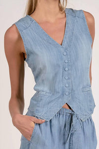 Elan - Denim Button Front Vest