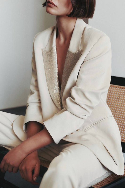 Twp - Women's Sweet Pea Jacket With Beaded Lapel