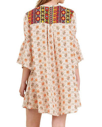 Umgee - Floral Keyhole Bell Sleeve Dress