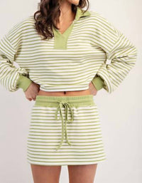 Ee:Some - Avocado Striped Pullover Top