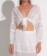 Elan - Long Sleeve Crochet Tie Front Top