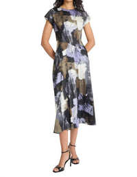 Maggy London - Rhonda Splashed Strokes Midi Dress