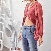 Idem Ditto - Front Knot Ruched Cropped Top