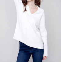 Charlie B - Collared Long Sleeves Front Pocket Sweater