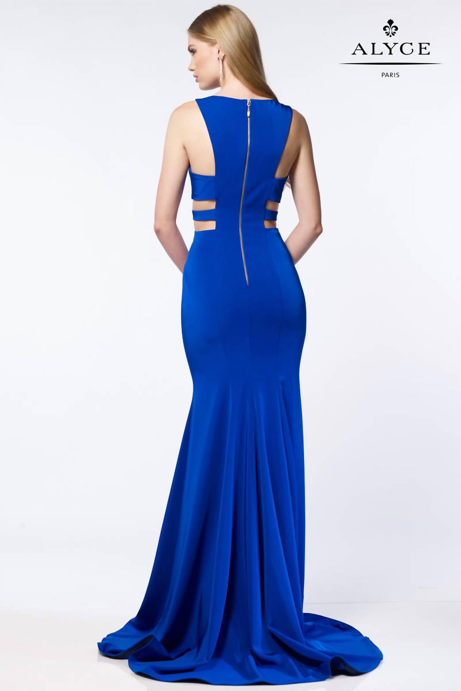 Alyce Paris - Long fit and flare side cut out Gown