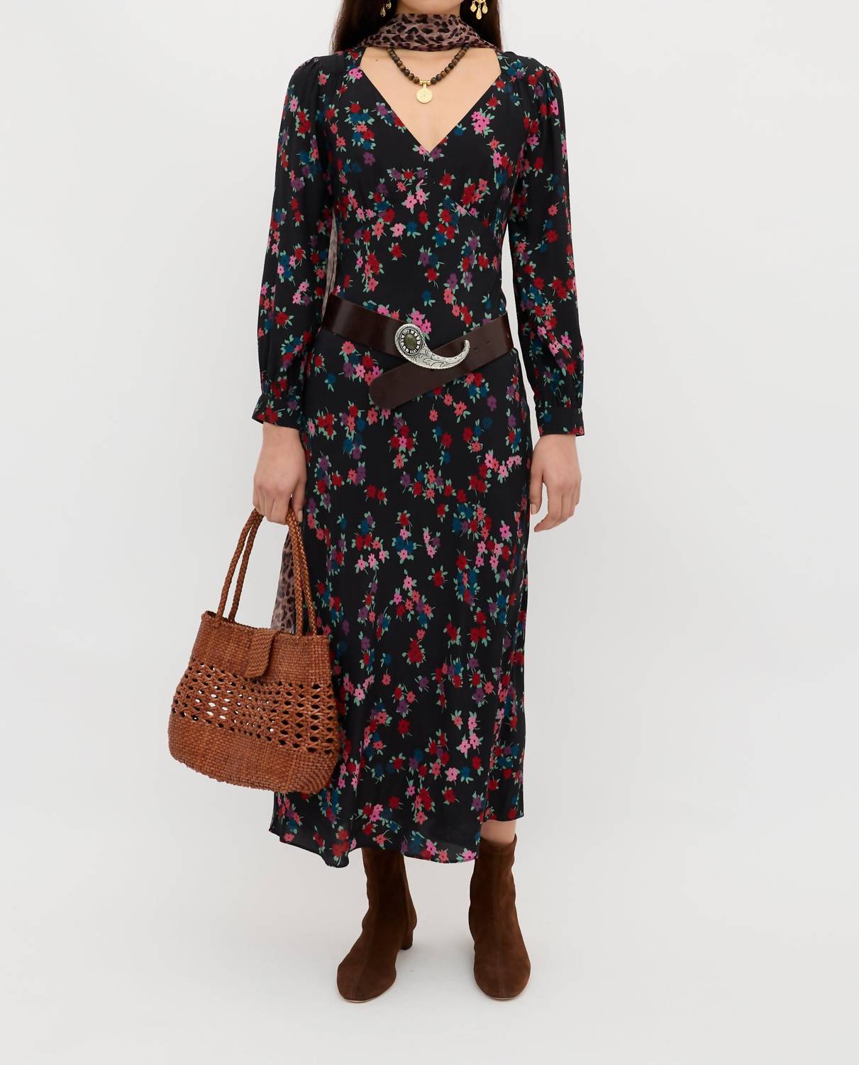 RIXO Mavis Dress in city floral black - women's dress
