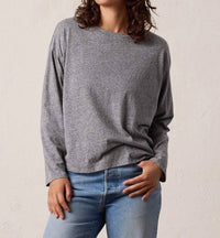 NSF Loffler Boxy Trebled Jersey Tee in charcoal heather grey - women's long sleeve top