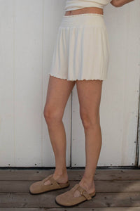 Things Between Posey Ribbed Shorts in cream - women's shorts - alternate view