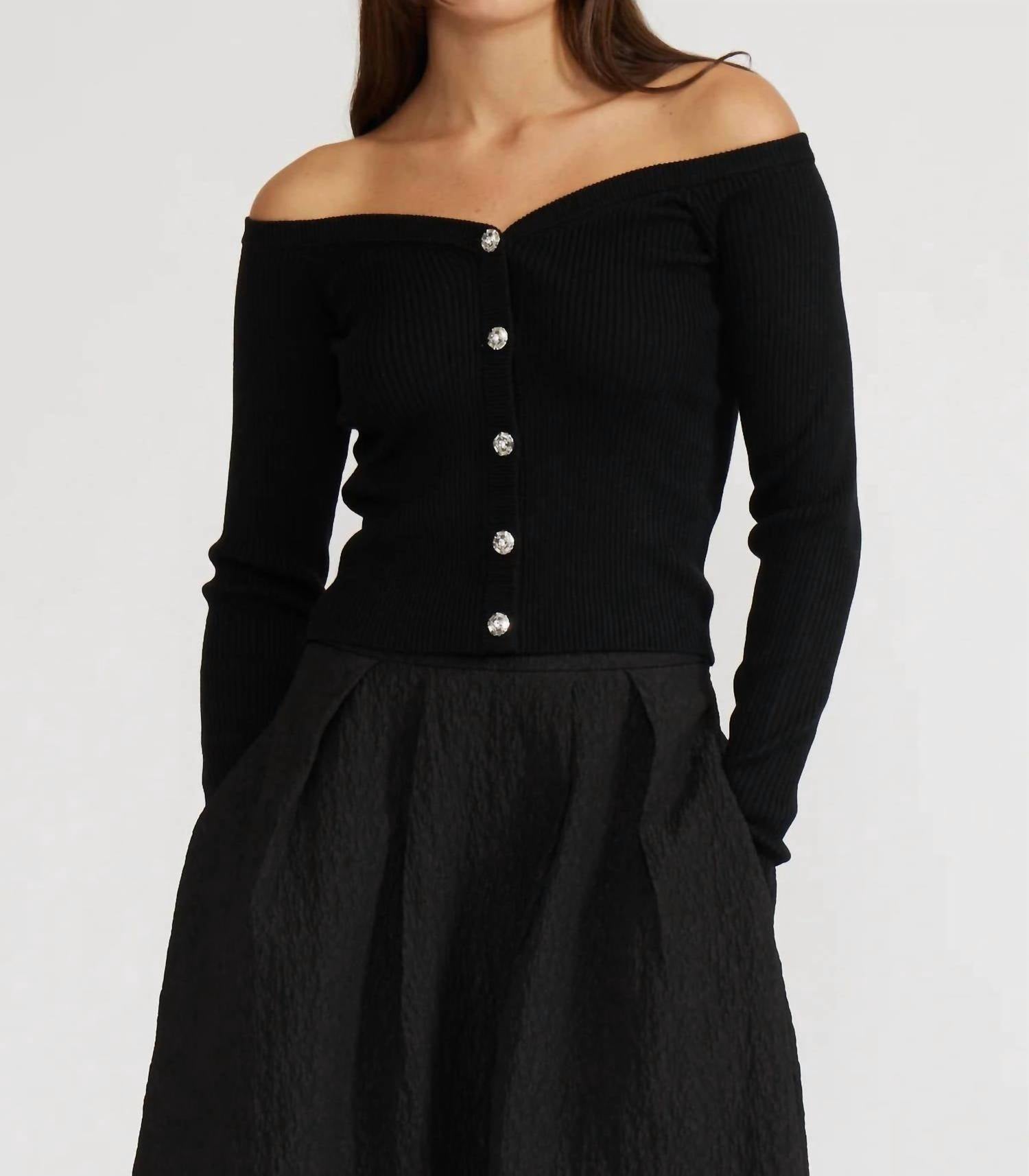 Lucy Paris - Scout V-neck Long Sleeves Button Front Knit Cardigan