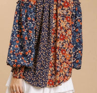 Umgee - Mixed Floral Print Blouse