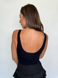 Romi The Brand Classic Sleeveless Bodysuit in black - women's shirt - detail view