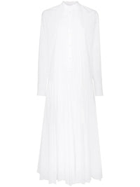 Valentino - Pleated Cotton Blend Poplin Dress