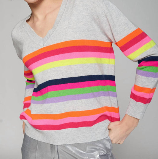 Vilagallo - V-neck Pullover Striped Sweater