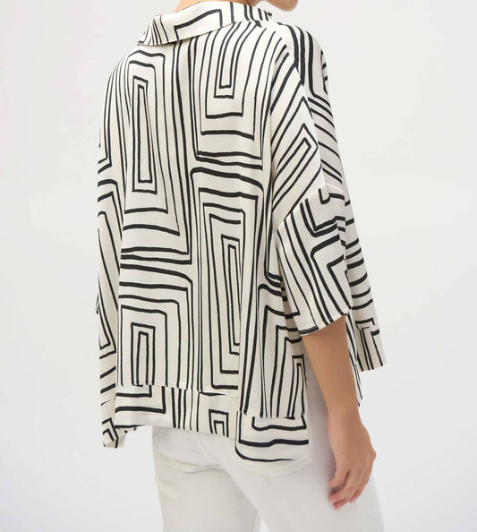 Joseph Ribkoff - Satin Geometric Print Boxy Top