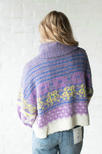 IN-LOOM Women's Multi Color Sweater in purple - women's sweater - detail view
