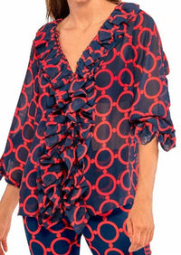 Gretchen Scott - Ruffle Stilt Skin V-neck Blouse