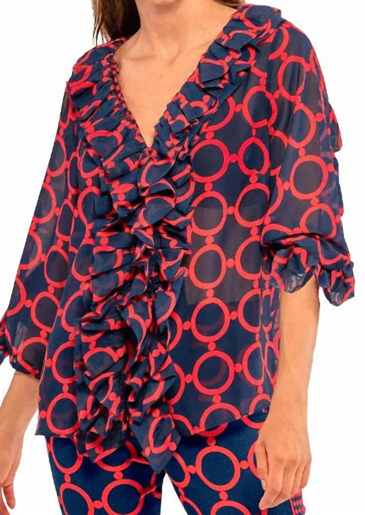 Gretchen Scott - Ruffle Stilt Skin V-neck Blouse
