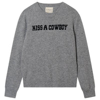 Jumper1234 Kiss A Cowboy Crew Sweater in mid grey black - women's sweater - alternate view