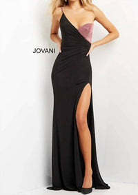 Jovani - Embellished Bust Fitted Evening Dress