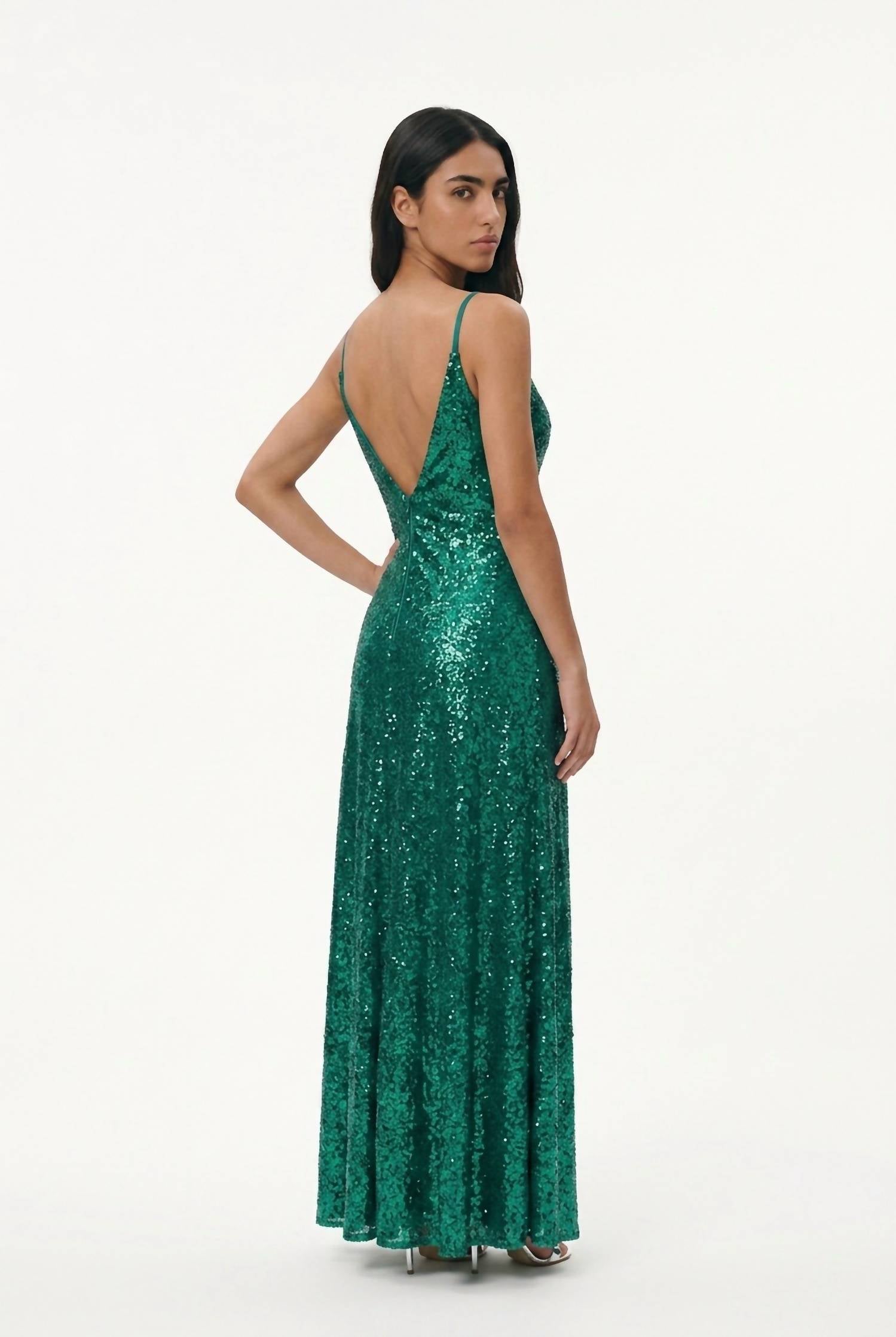 Amarra - Sequined Deep V Neck Dress