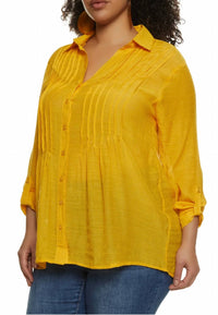 Audrey Lane - Pleated Button Blouse