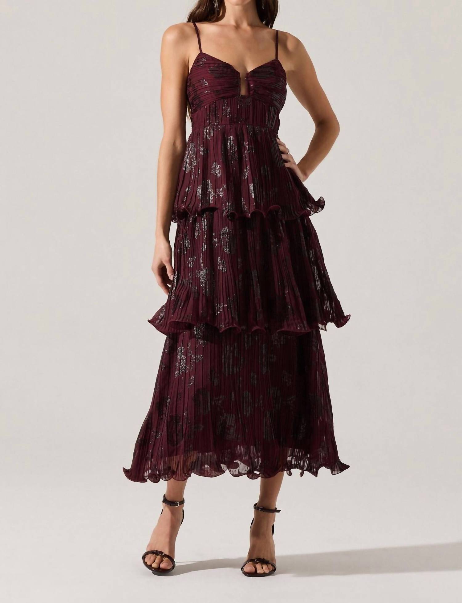Astr - Lupin Pleated Tiered Maxi Dress