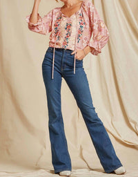 Andree By Unit - Aztec Embroidered Peasant Top