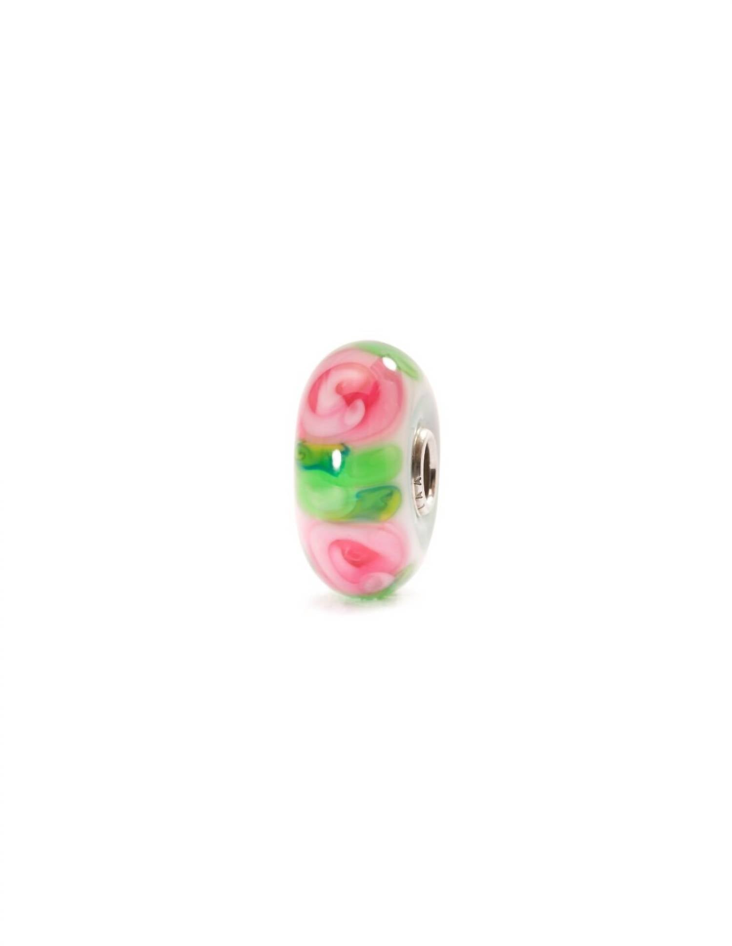 Trollbeads Women's Rose Glass Bead Charm in pink green - women's accessory