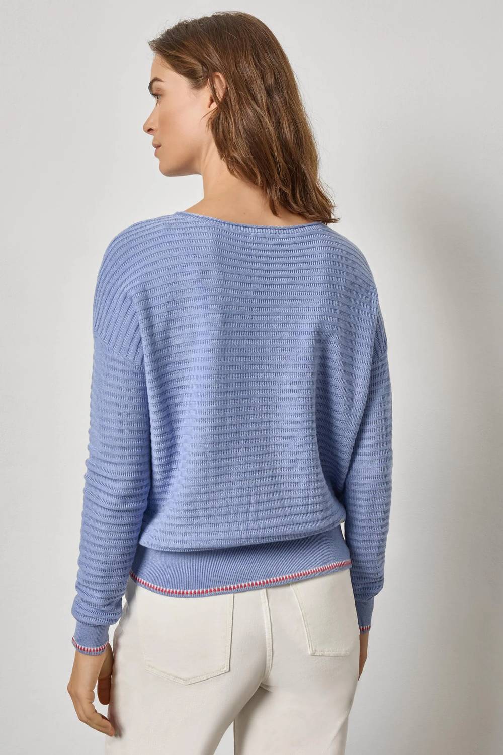 Lilla P - Tipped Hem Wide Neck Sweater