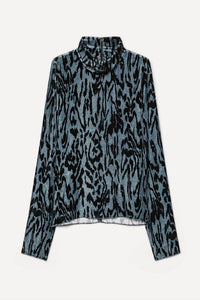 forte forte Moiree Print Velvet Turtleneck Shirt in stone - women's blouse - alternate view