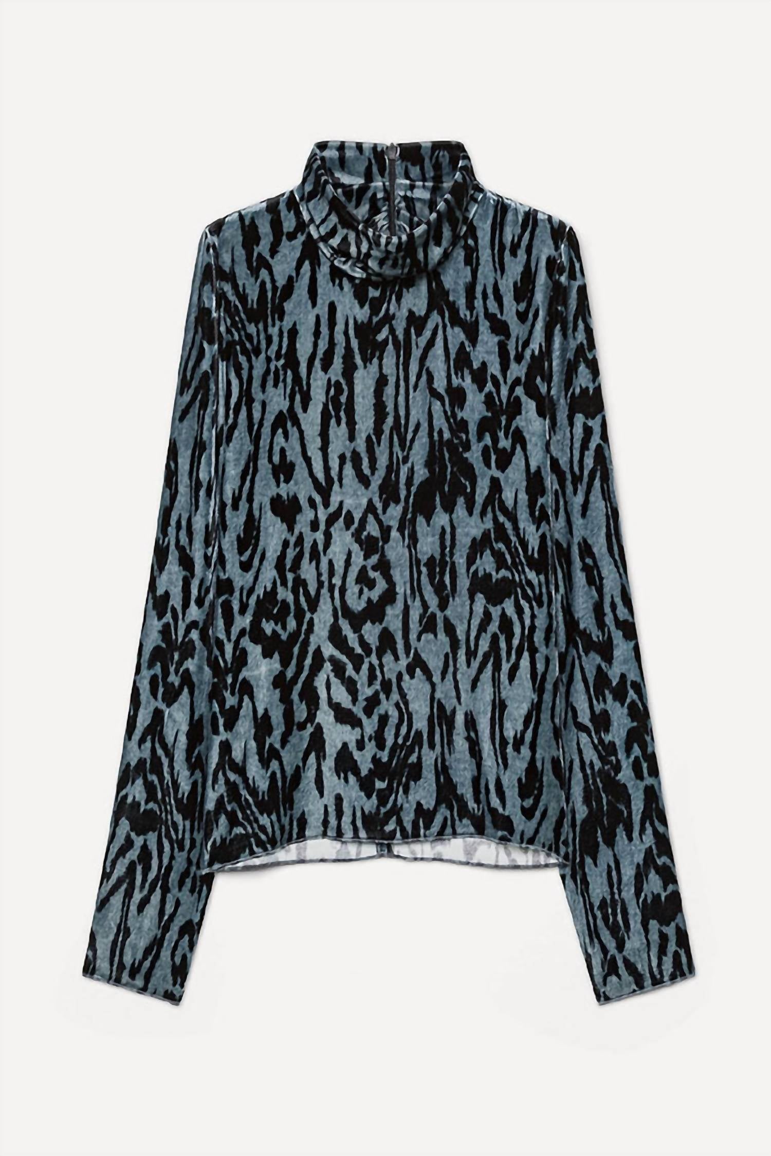 forte forte Moiree Print Velvet Turtleneck Shirt in stone - women's blouse - alternate view