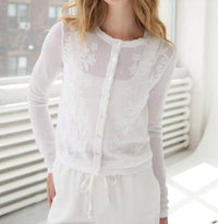 Autumn Cashmere - Mesh Cardigan With Floral Motif