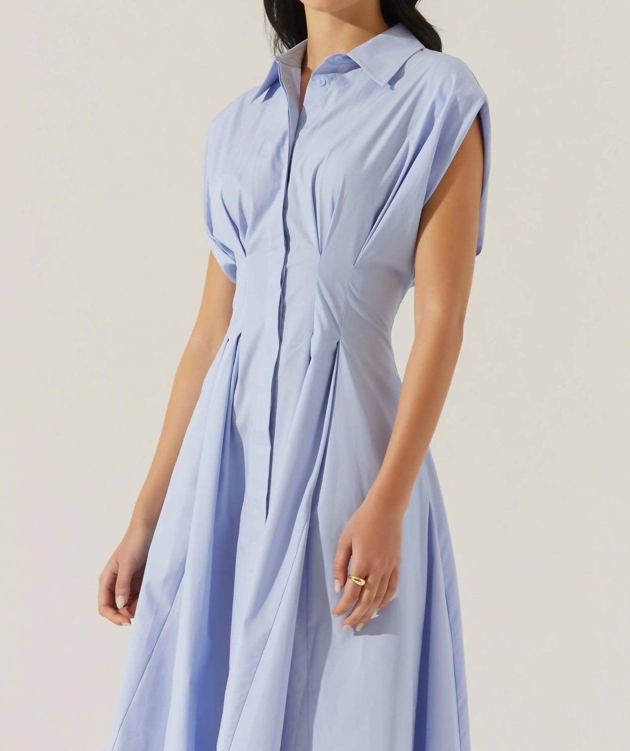 Astr - Beckett Tapered Waist Pleated Midi Dress