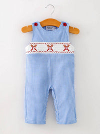 Rylee Faith Designs - Baby Boy Baseball Smocked Romper