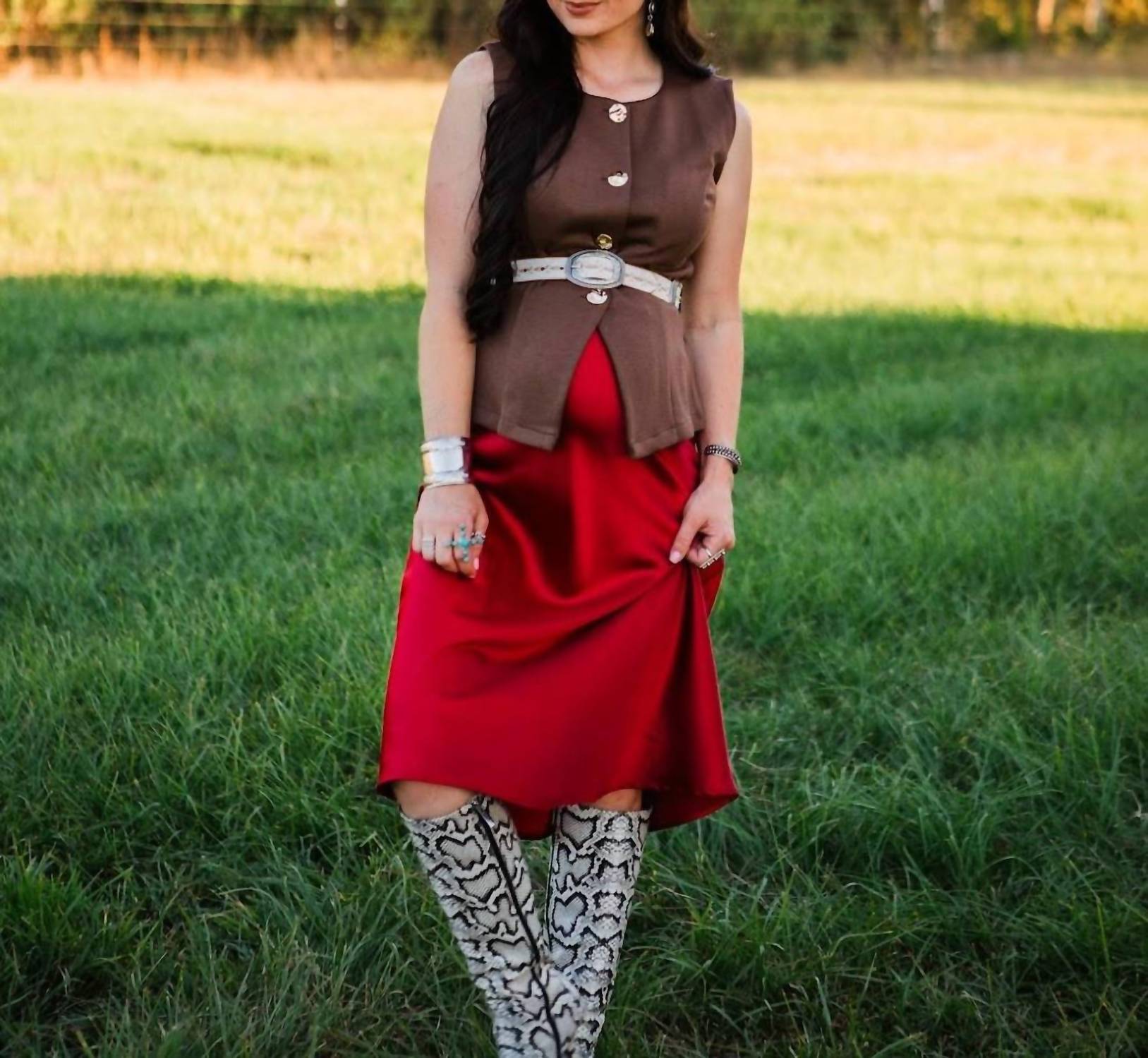 SHE + SKY Boone Knit Vest in brown - women's blouse