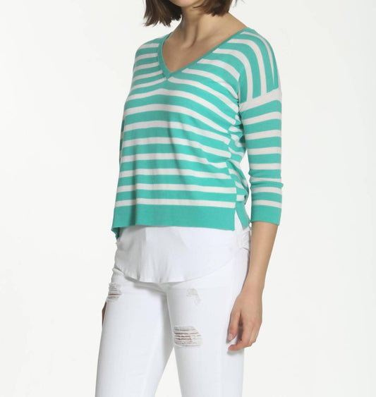 Label+Thread - Women's Striped Swing V Neck Top