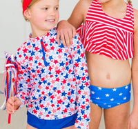 Rufflebutts - Girl's Shimmer Stars & Stripes Flounce Bikini 2-piece Swimsuit