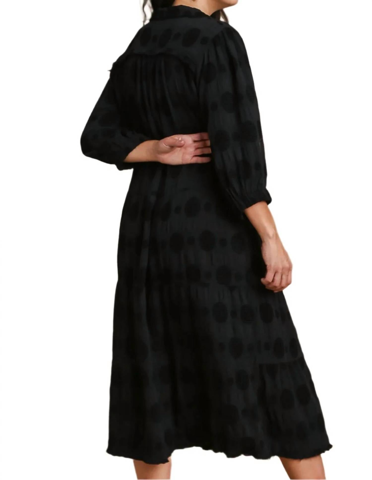 Umgee - Swiss Dot Jacquard Midi Dress - Plus