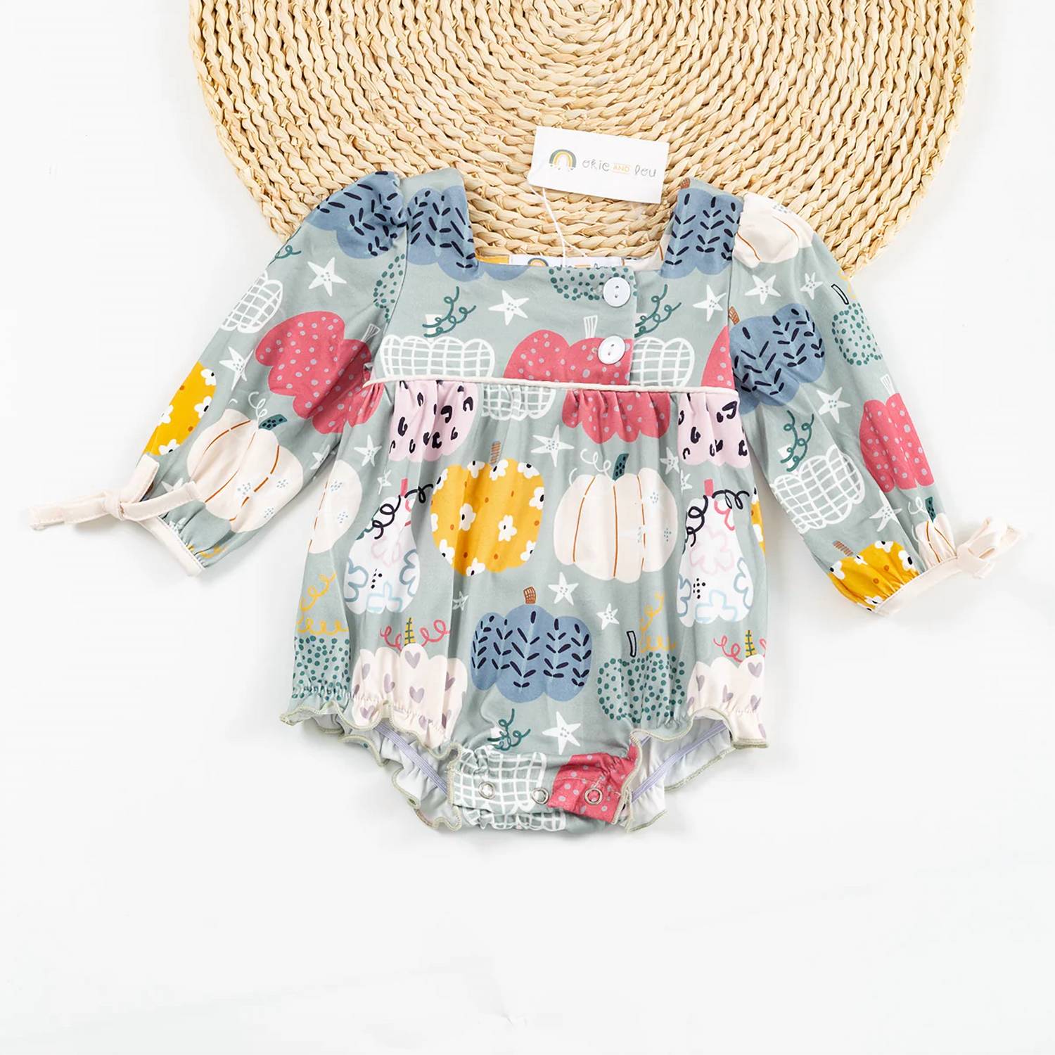 Okie + Lou - Girls Pumpkin Patches Romper