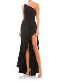 Ieena For Mac Duggal - Women's One Shoulder High Slit Ruffle Gown Dress
