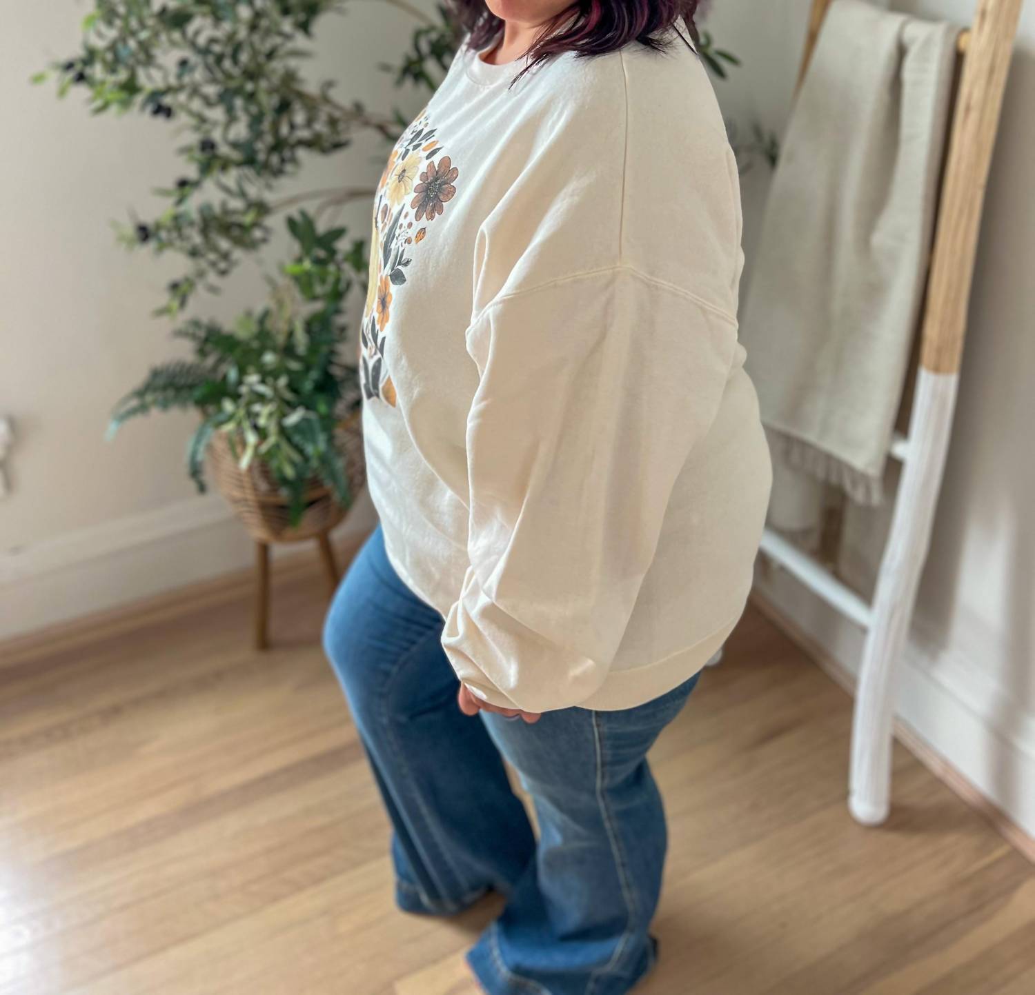The Way Down South - Boho Floral Fall Pumpkin Sweatshirt - Plus