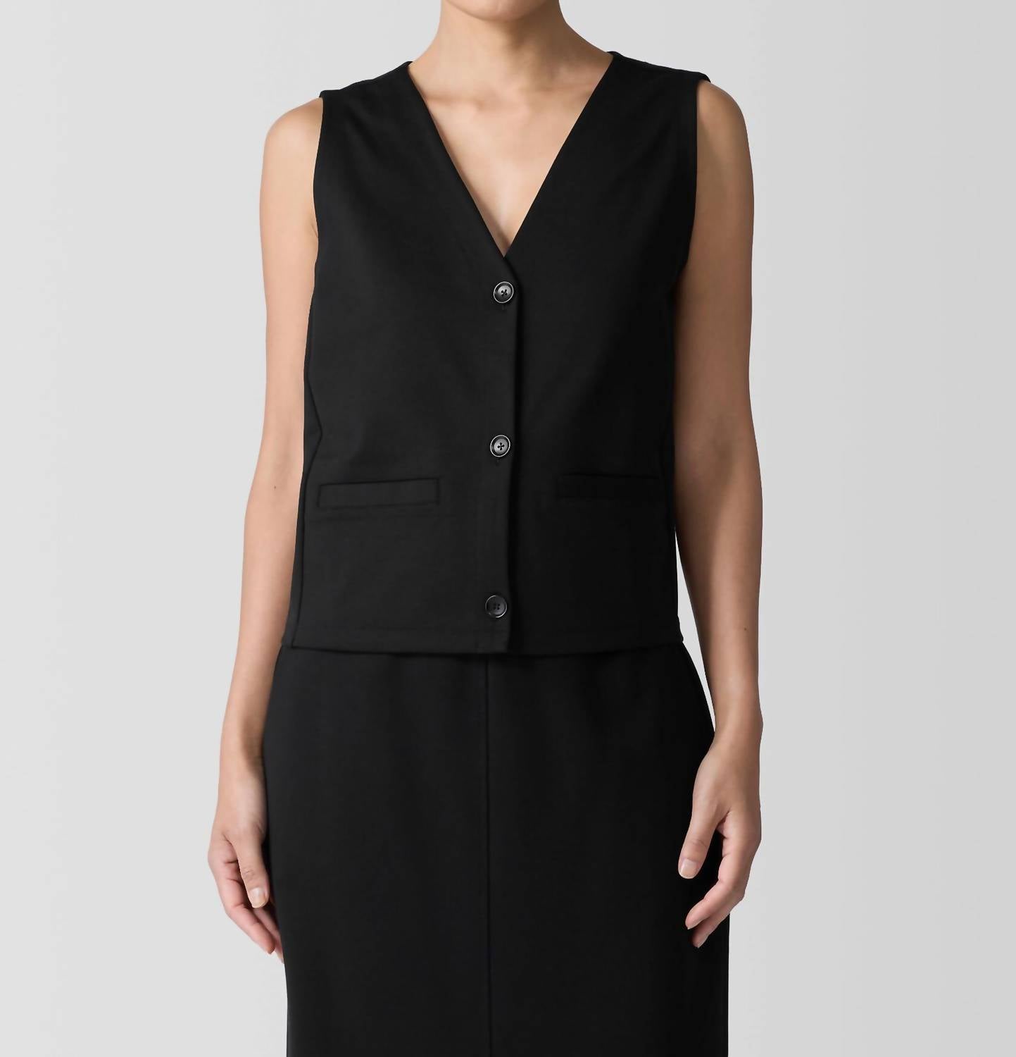 Eileen Fisher - Flex Ponte Washable Button Front Vest