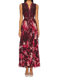 HEMANT & NANDITA Long Dress With Belt in red - women's dress