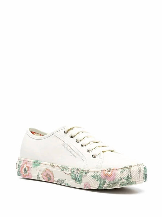 Salvatore Ferragamo - Women's Floral Trim Low Top Sneakers
