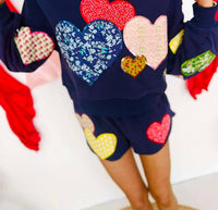 Queen Of Sparkles - Embroidered Hearts Sweatshirt