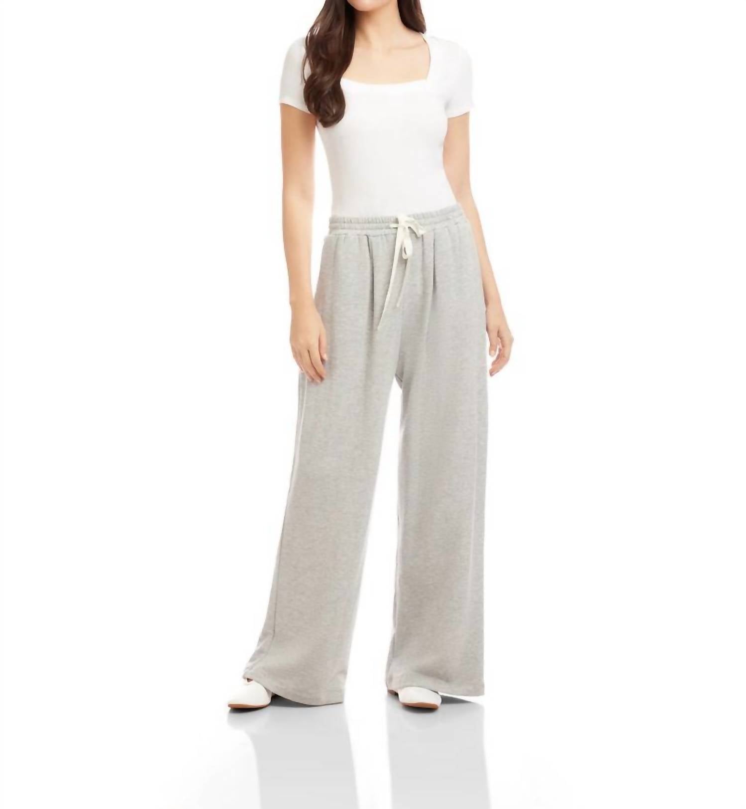 Fifteen Twenty Lani Wide Leg Pants in light heather grey - women's pants