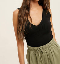 Wishlist - Ribbed Knit Sleeveless Bodysuit