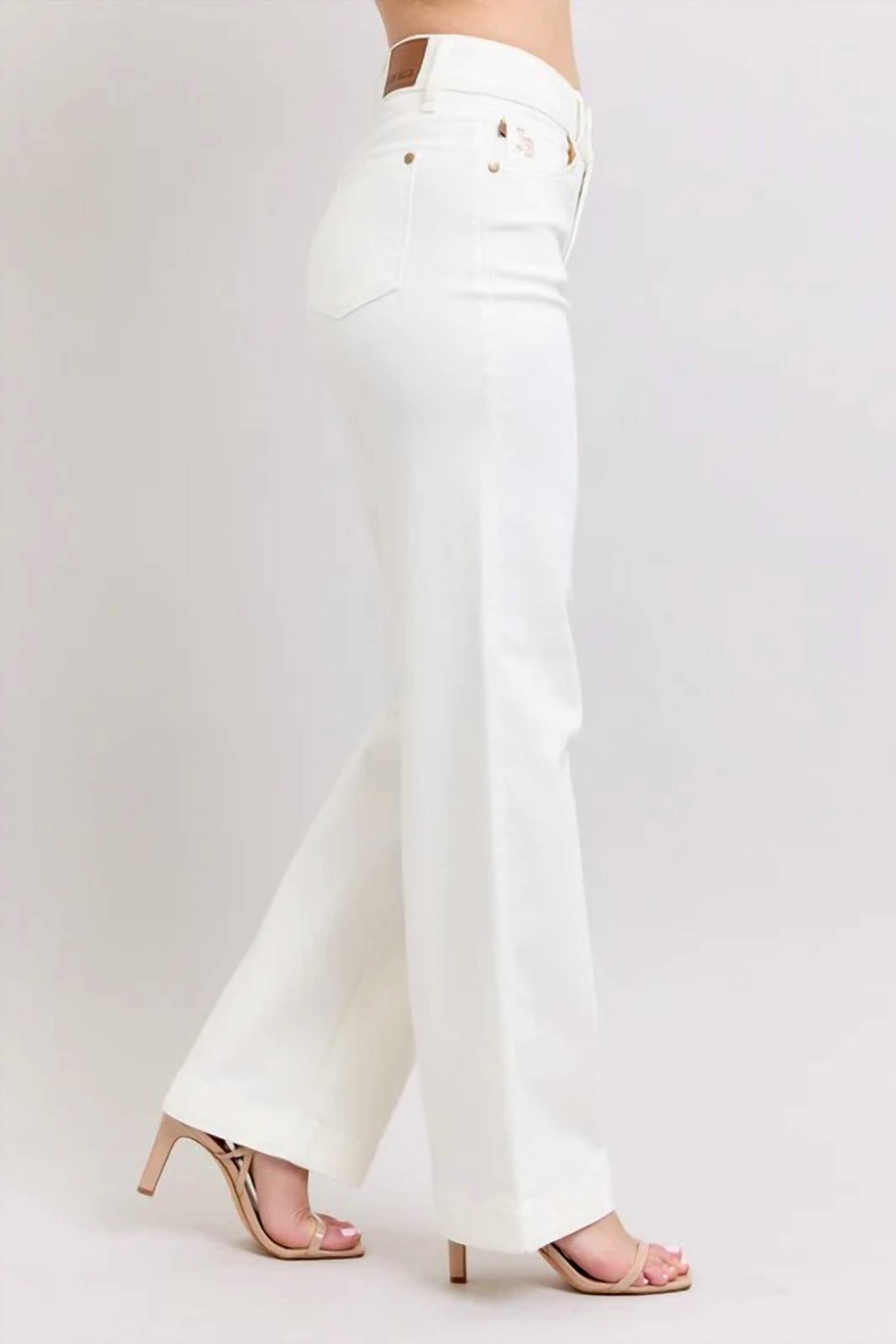 Judy Blue - High Waist Double Button Trouser Wide Jeans